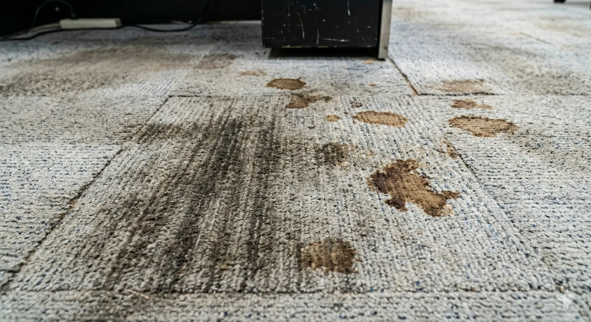 Dirty stained carpet before cleaning