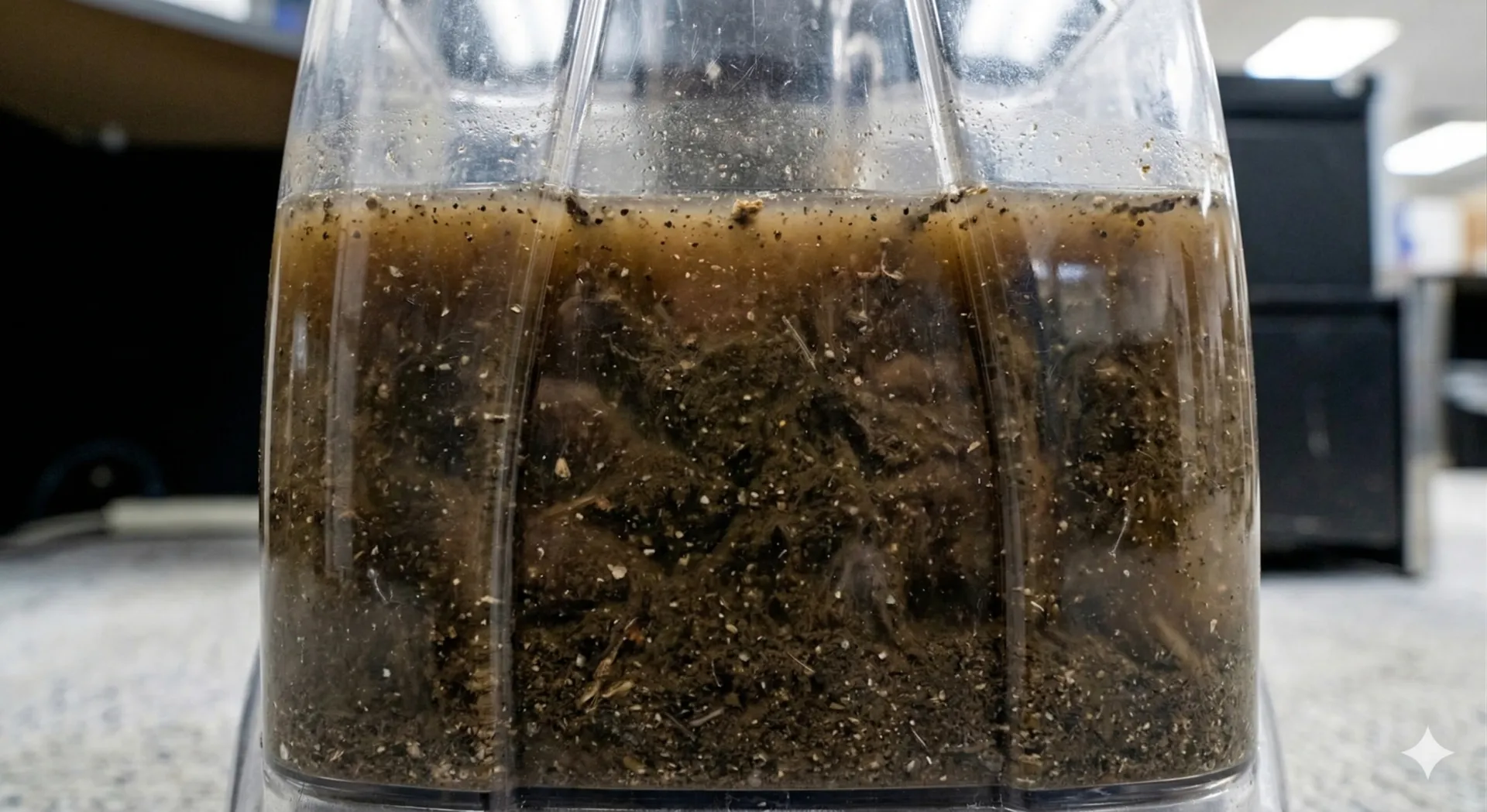 Black water extraction tank showing soil removed from carpet